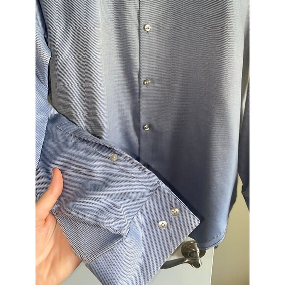 Men's Button Down Dress Shirt Calvin Klein Slim Fit Infinite Non Iron 17.5 34/35 - Picture 8 of 12
